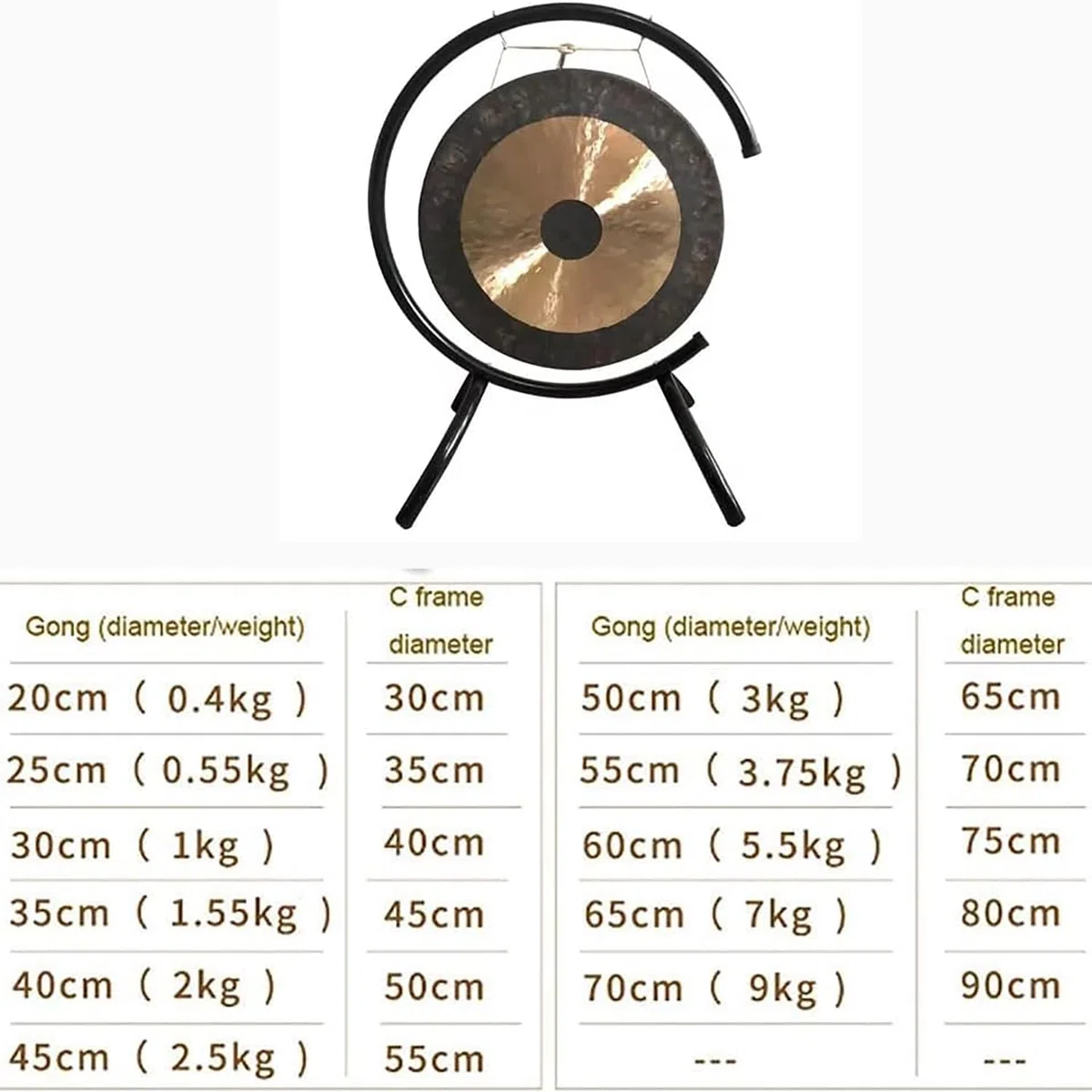 Gong Tradicional Chino, Gong Con Soporte Y Mazo De Madera, Gong De 45 Cm + Marco En Forma De C De 55 Cm, Hecho a Mano, Tono Suave, Escritorio De Bronce, Excelente Sonido Para Hojas De Orquesta Sinfóni