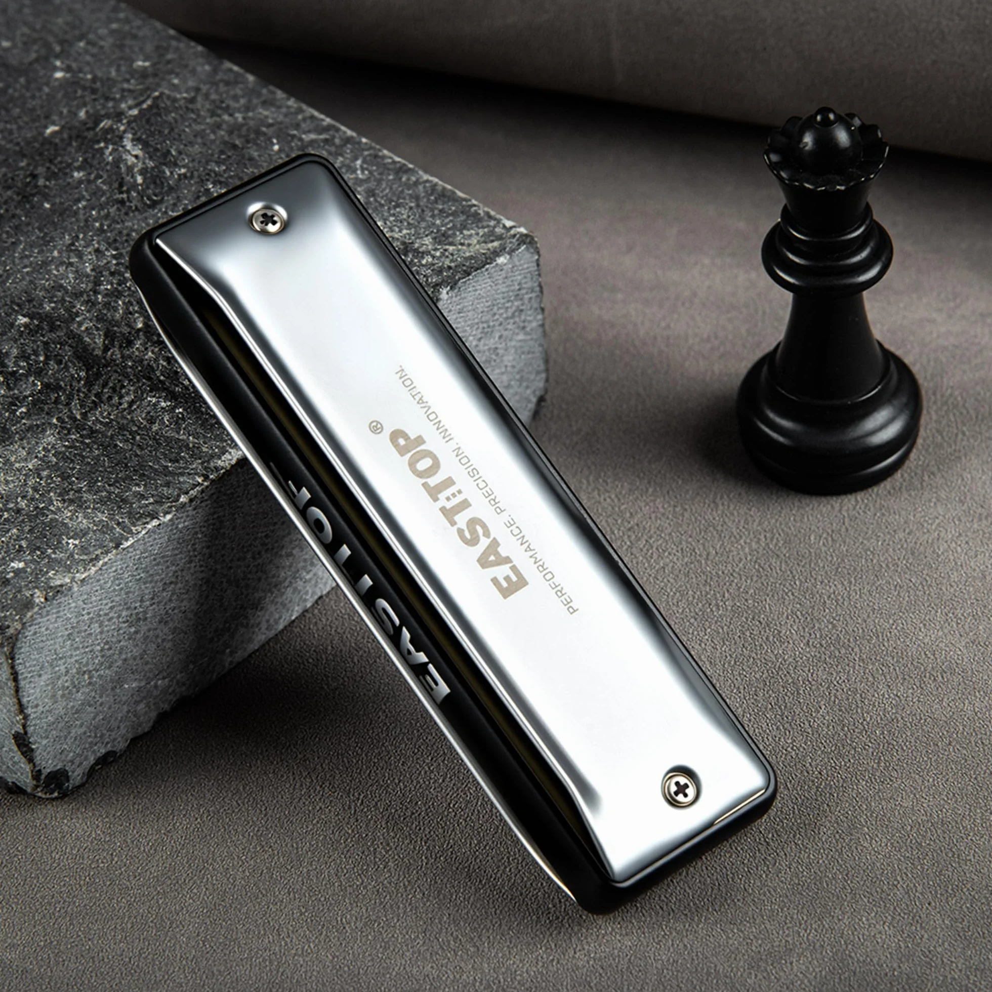 East parte superior Harmonica, armónica avanzada de sobresoplado y flexión, órgano de boca de arpa azul de 10 agujeros con cubierta plateada, armónicas azules para adultos, profesionales y estudiantes