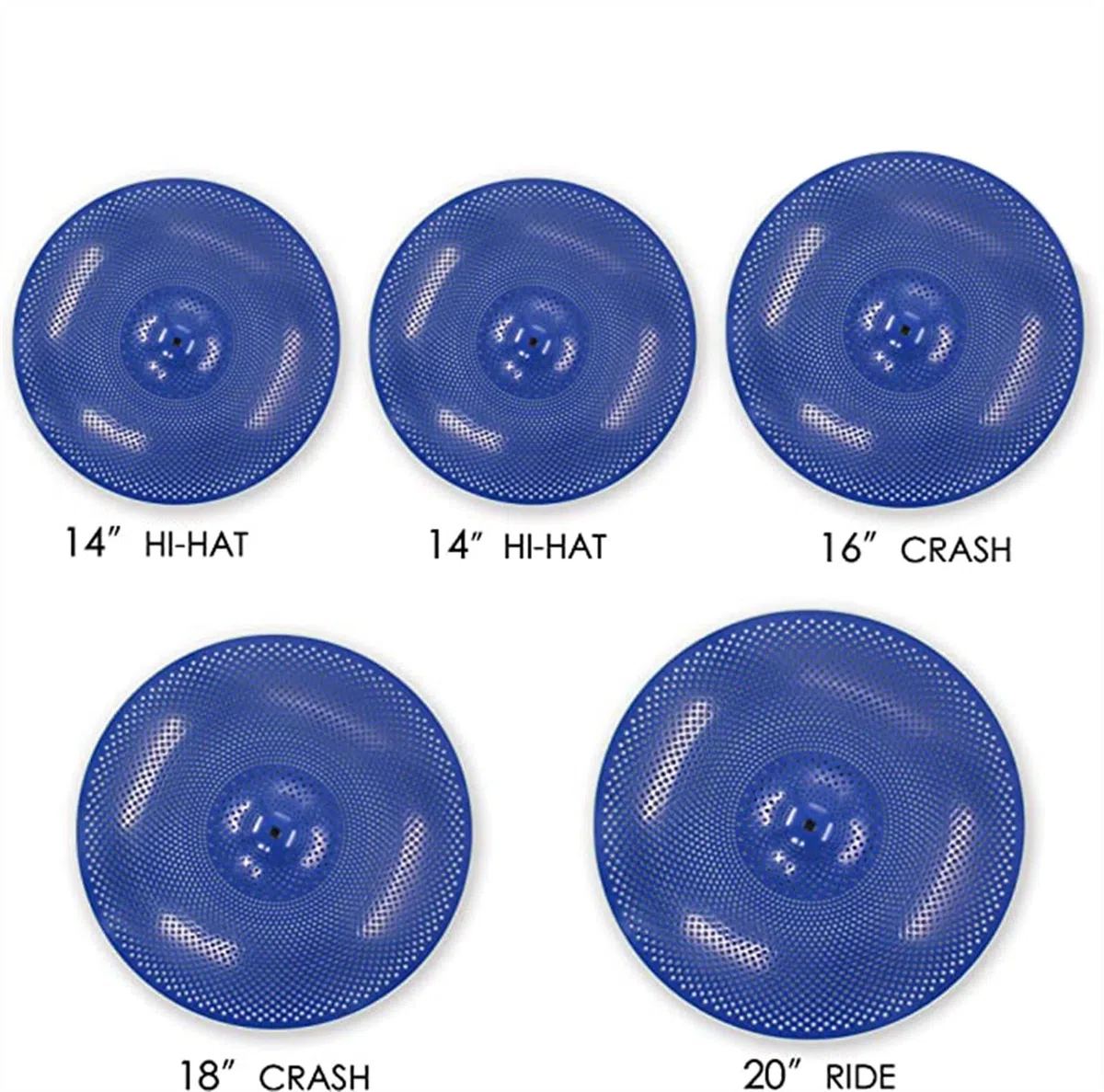 Cymbal Sets Paquete De Platillos De Bajo Volumen, Juego De Platillos Silenciosos De 14''/16''/18''/20'' (5 Piezas, Azul) con Bolsa De Platillos Incluida platillo