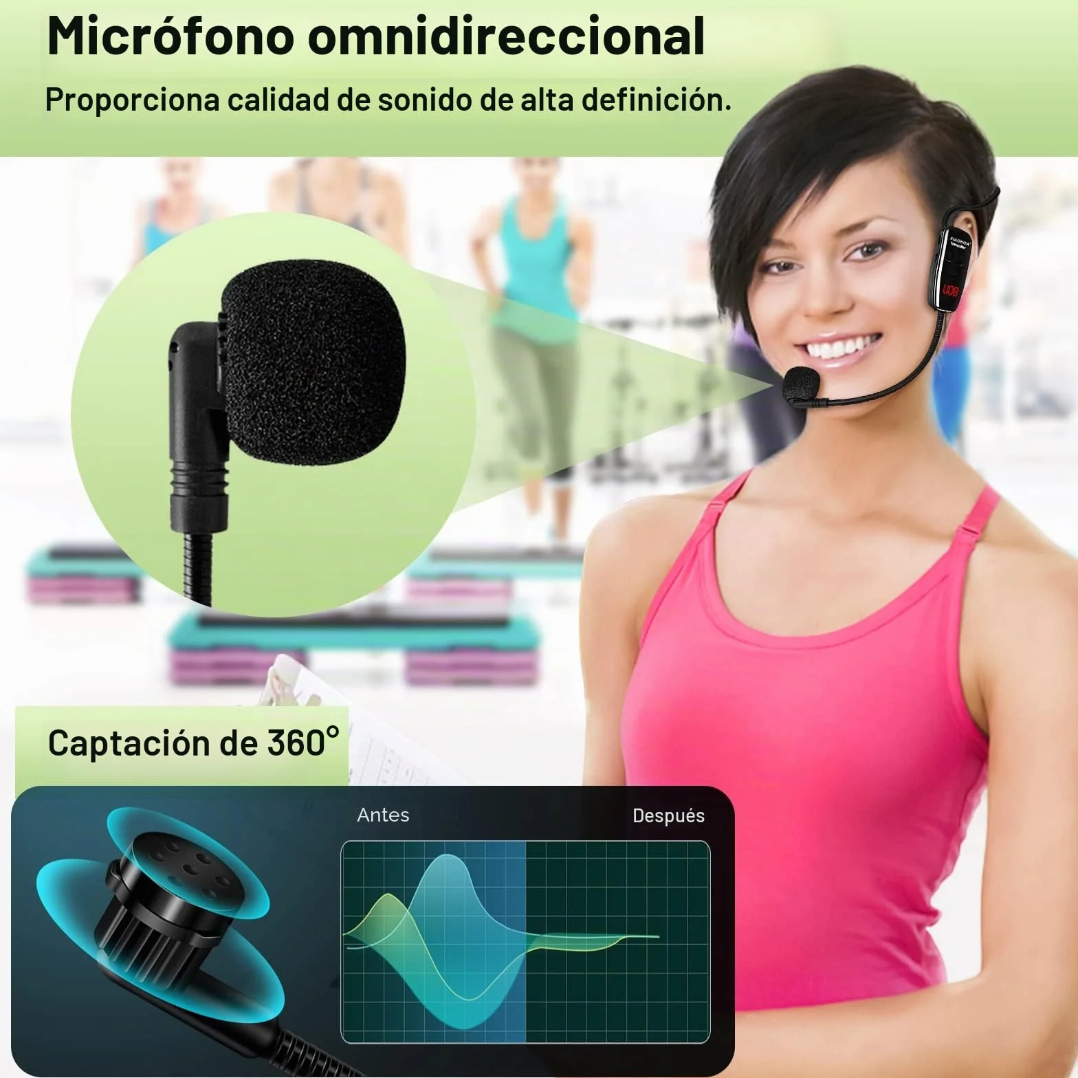 Micrófono Inalámbrico,Micrófono de Diadema Inalámbrico, UHF Wireless Microphone con Pantalla Digital LED,para Amplificador/Altavoz/Sistema PA