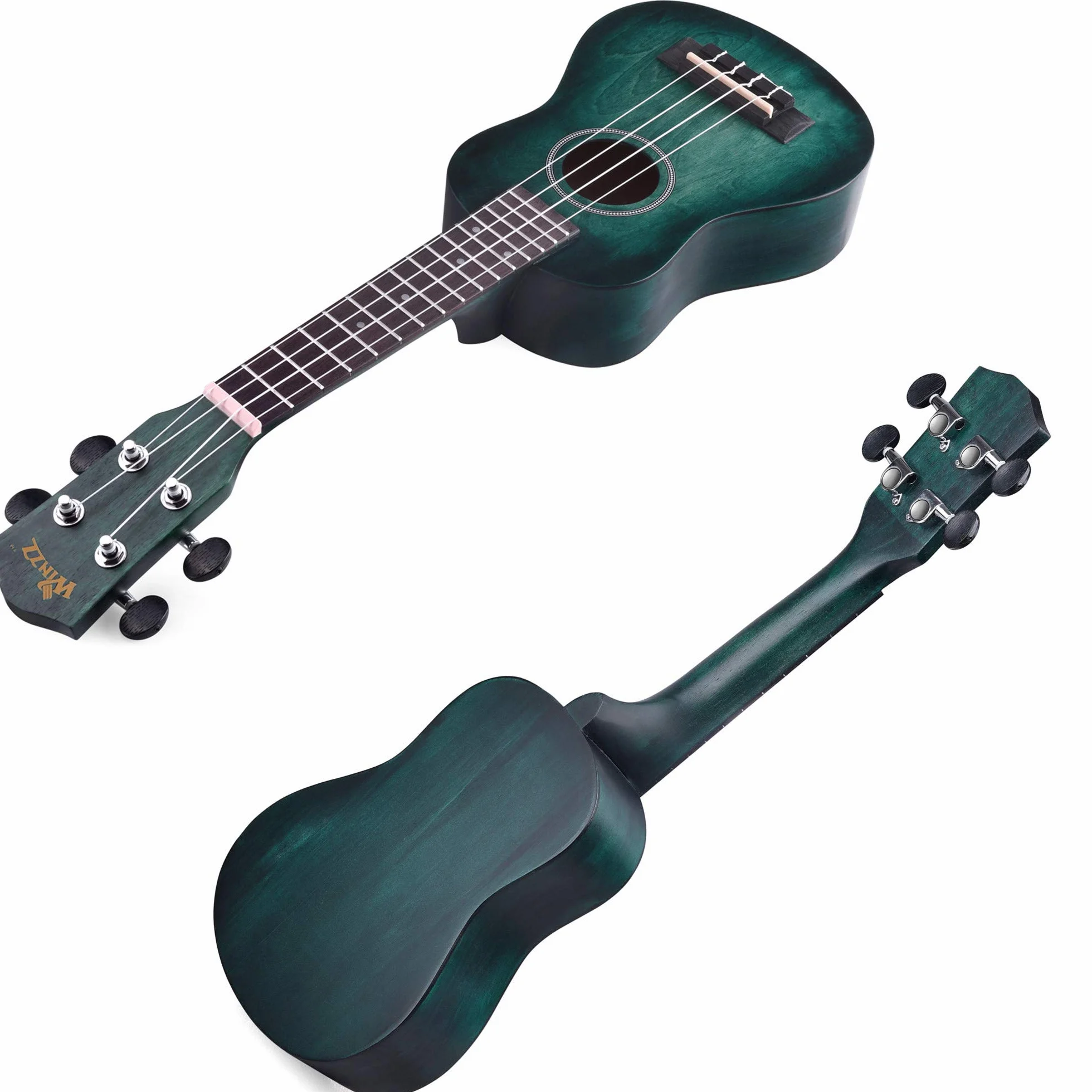 Winzz Ukelele Soprano Principiante para Niños Adulto con 8 Accesorios, Diseño de Color Único - 21 Pulgadas Cian Oscuro