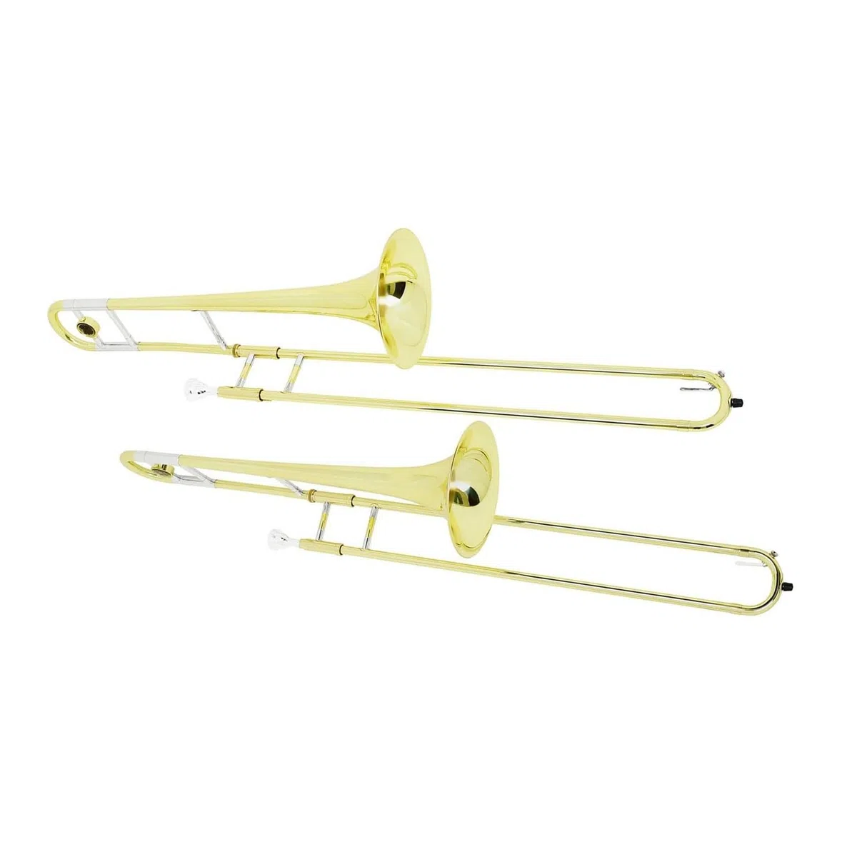 Trombón Alto De Varas Dorado Y Plateado Con Guantes Llave B Instrumento Chapado En Cobre Apto Para Principiantes Trombón(Gold silver)