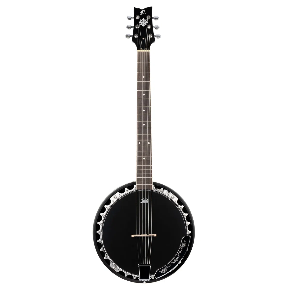 ORTEGA Raven Series Banjo - Banjo de 6 cuerdas, incluye funda, color negro satinado