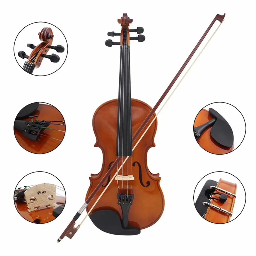 Violín 3/4, instrumentos musicales para adultos y niños, violín con estuche duro, lazo, ideal para principiantes