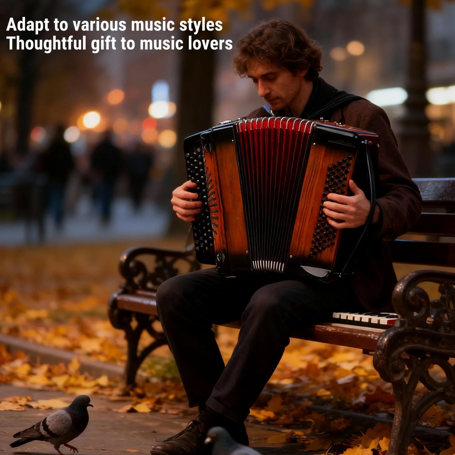 Acordeón de 69 Teclas, Acordeón de 69 Teclas 96 Bajos, Afinación F B E, de Botones de Escala Cromática, Acordeones Instrumentos Musicales para Principiantes o Jugadores Profesionales