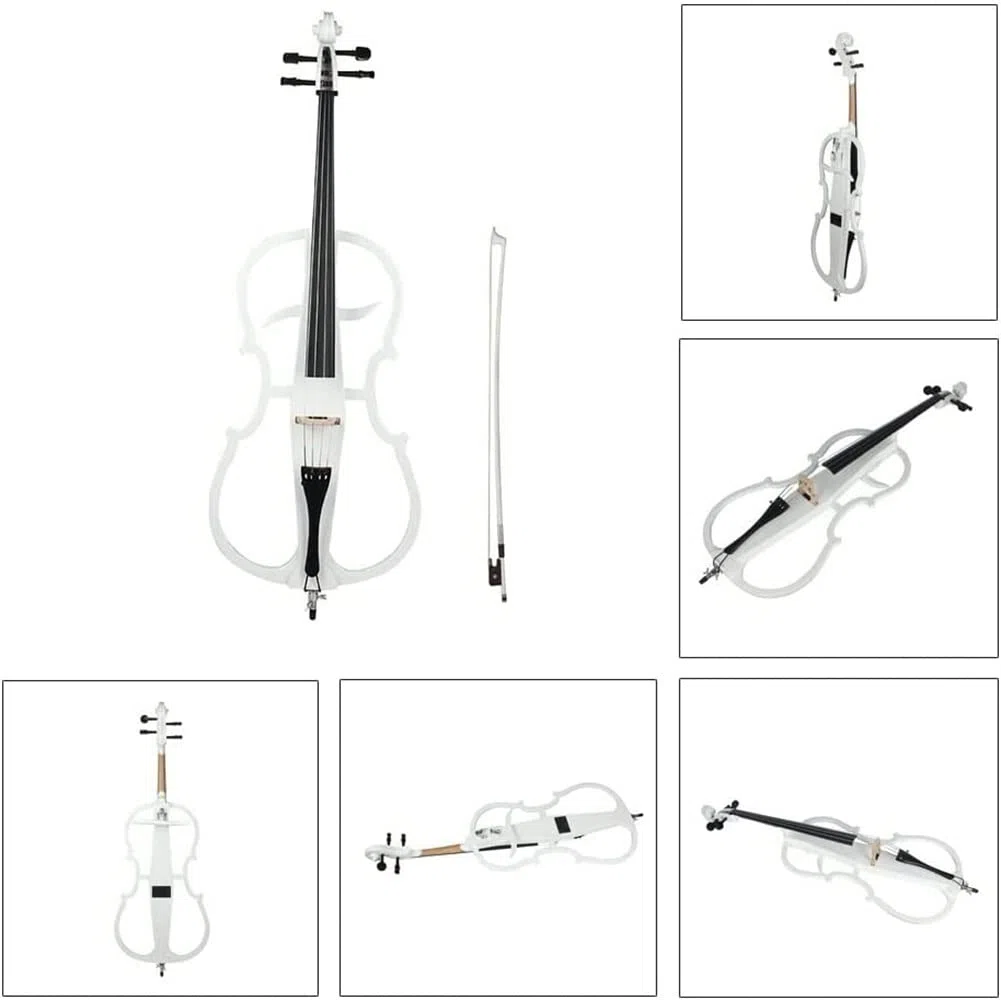 Violonchelo eléctrico de Madera Maciza de tamaño Completo 4/4, Violonchelo electrónico Profesional con Accesorios de ébano