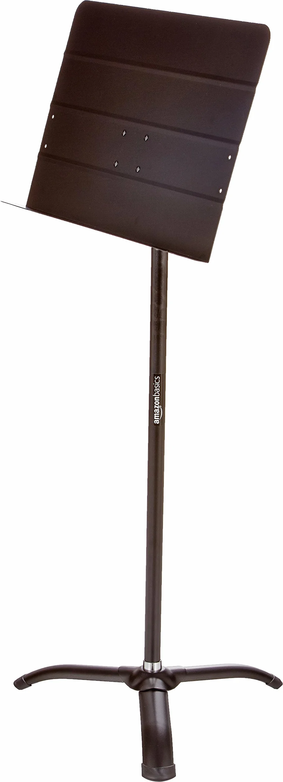 Amazon Basics Atril de Partituras Plegable para Orquesta, Altura Ajustable de 108 a 162 cm, Inclinable, Usos de Pie y Sentado, Estable, Base de Trípode - Negro