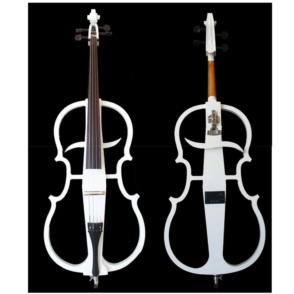 Violonchelo eléctrico de Madera Maciza de tamaño Completo 4/4, Violonchelo electrónico Profesional con Accesorios de ébano