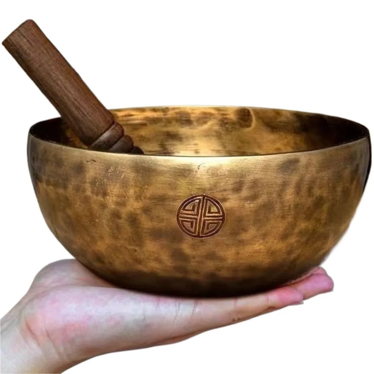 Cuenco para el canto Cuenco tibetano de luna llena con cojín mazo, juego cuencos sonoros cobre for musicoterapia, terapia sonora, sanación y meditación(21-22CM)