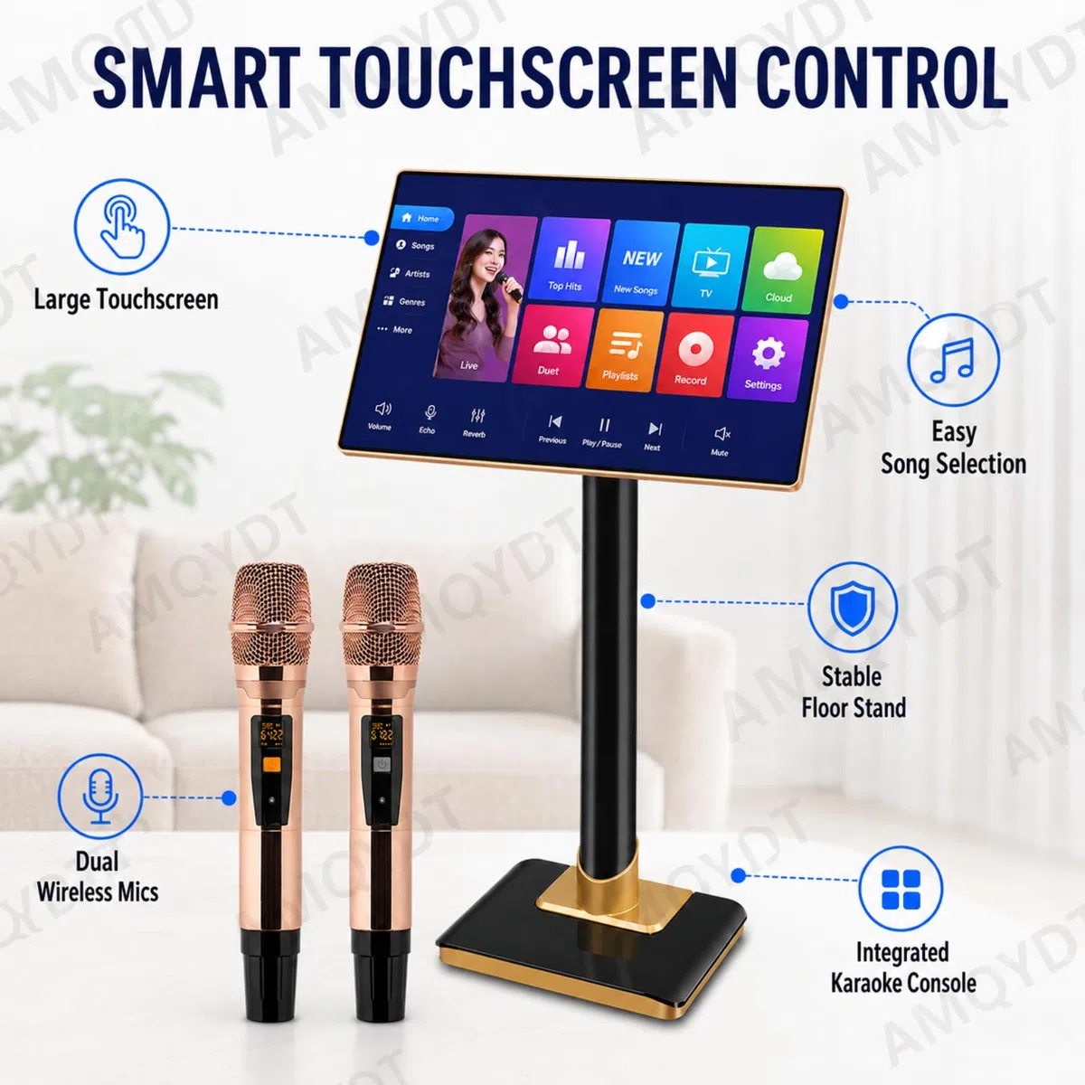 Máquina De Karaoke De 21,5", Sistema De Karaoke Profesional con Pantalla Táctil, Aplicación Y Solicitud De Canciones por WiFi, 1,1 Millones De Canciones En La Nube para El Hogar