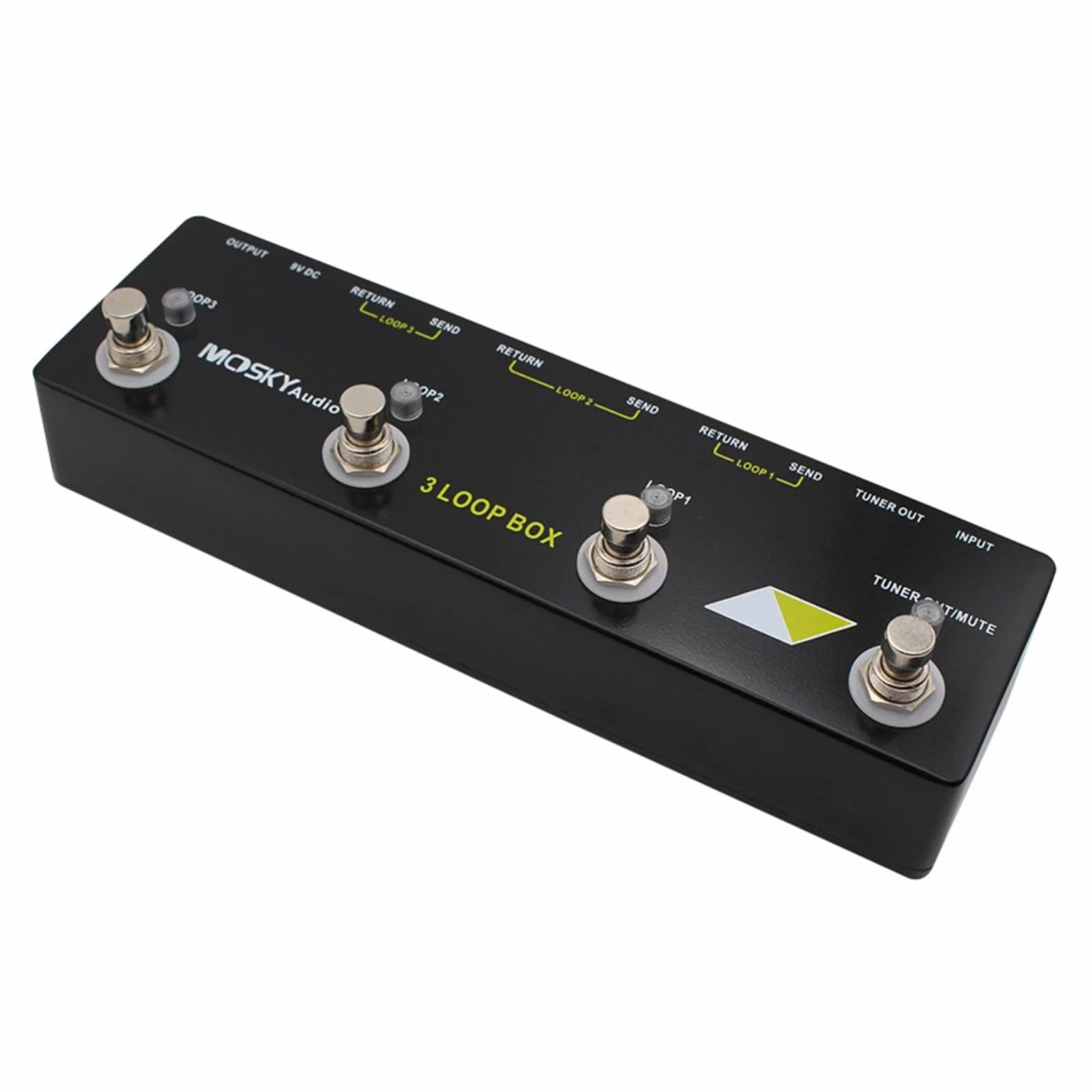 Pedal Looper con sintonizador True Bypass, grabación ilimitada y múltiples bucles MOSKYaudio 3 Loop Box 230x70x36 mm