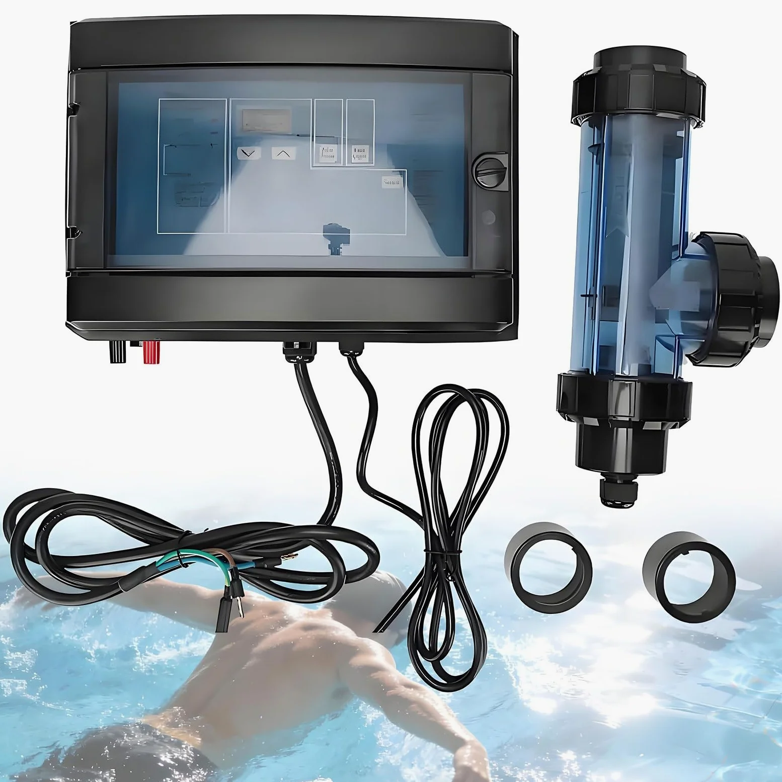 Máquina De Cloración Electrolítica Salina, Generador De Cloro Para Agua Salada De 5/10/15/20/30/50 G/h Clorador Salino Para Piscinas Para Piscinas De 10 A 100 Metros Cúbicos(15g/H)