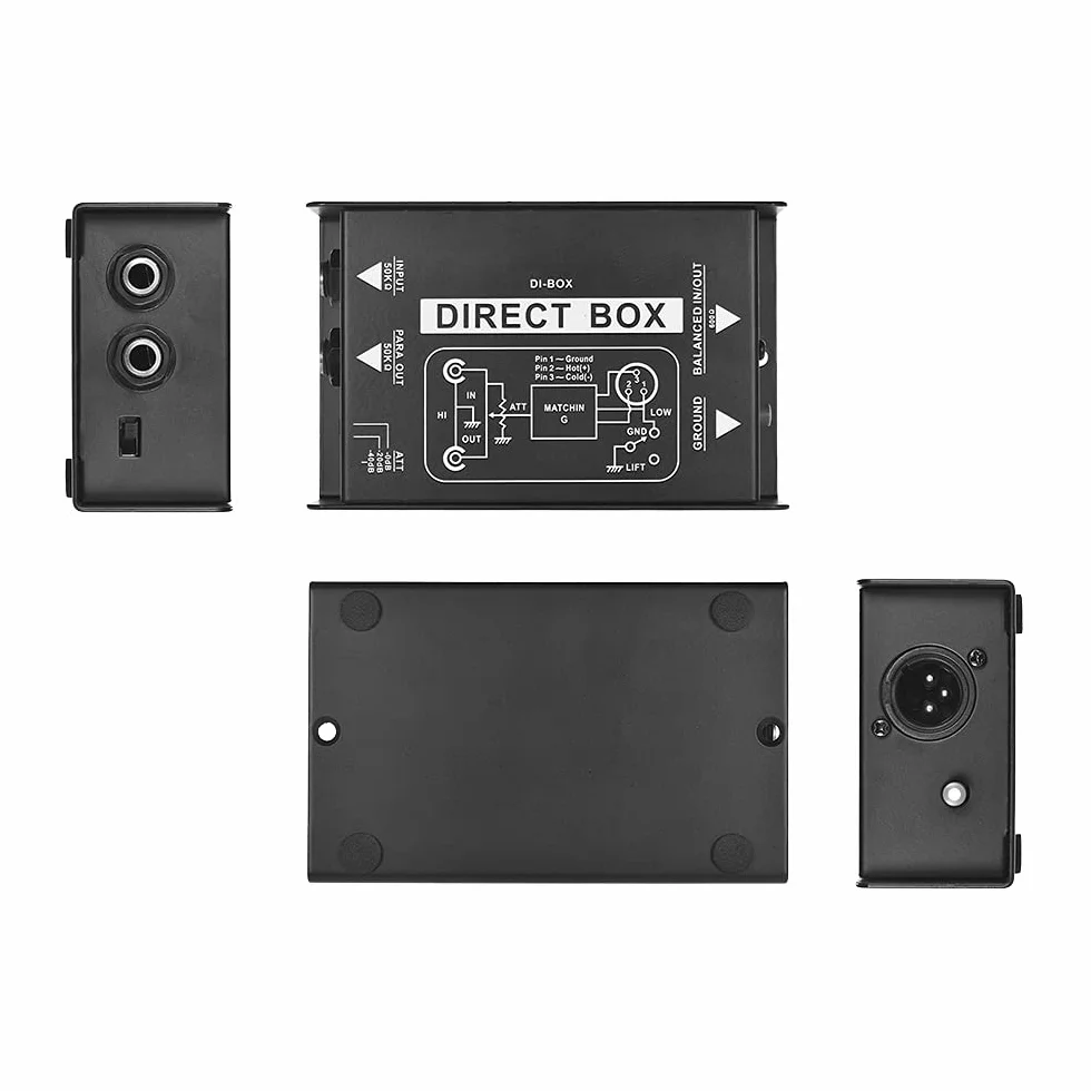 Caja DI-Box pasiva profesional de un solo canal,caja de audio de inyección directa,convertidor de señal balanceada y desequilibrada con interfaces XLR TRS para guitarra eléctrica,bajo,presentaci