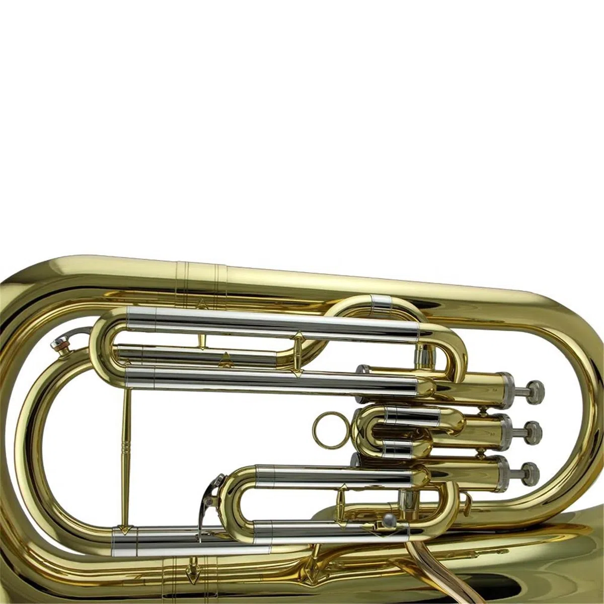 Instrumento de tuba Tubo De Entrada Cobre Fosforado Con Laca Dorada Tubo Afinación Cuproníquel Eufonio 3 Pistones