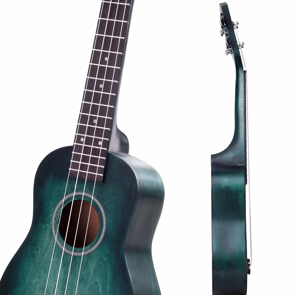 Winzz Ukelele Soprano Principiante para Niños Adulto con 8 Accesorios, Diseño de Color Único - 21 Pulgadas Cian Oscuro