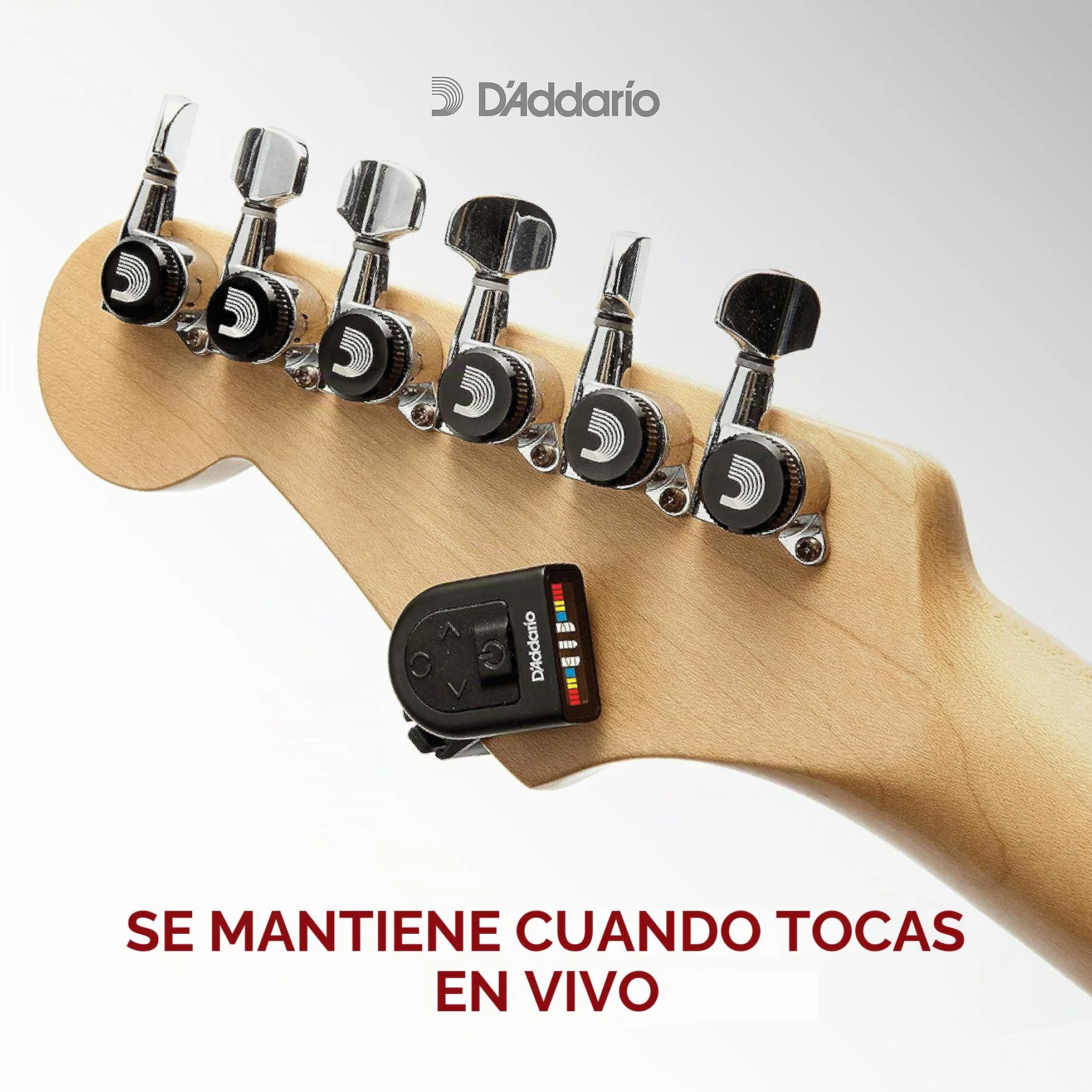 Afinador de guitarra D'Addario - Afinador recargable con microclavija - Afinador para guitarra acústica, eléctrica y bajo - Clip universal - 1 unidad