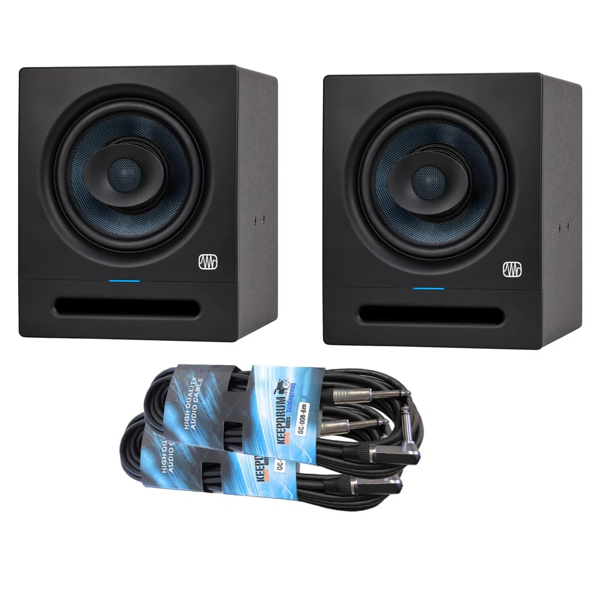 PreSonus Eris Pro 8 - Altavoces activos para monitor de estudio (1 par, con 2 cables keepdrum jack)