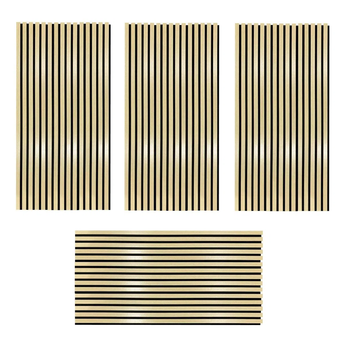 Garosa Paneles Acústicos de Listones de Madera, Paquete de 4, Decoración de Pared Estriada 3D Insonorizada para Cine en Casa, Estudios, Paneles Modernos de Reducción de Ruido con