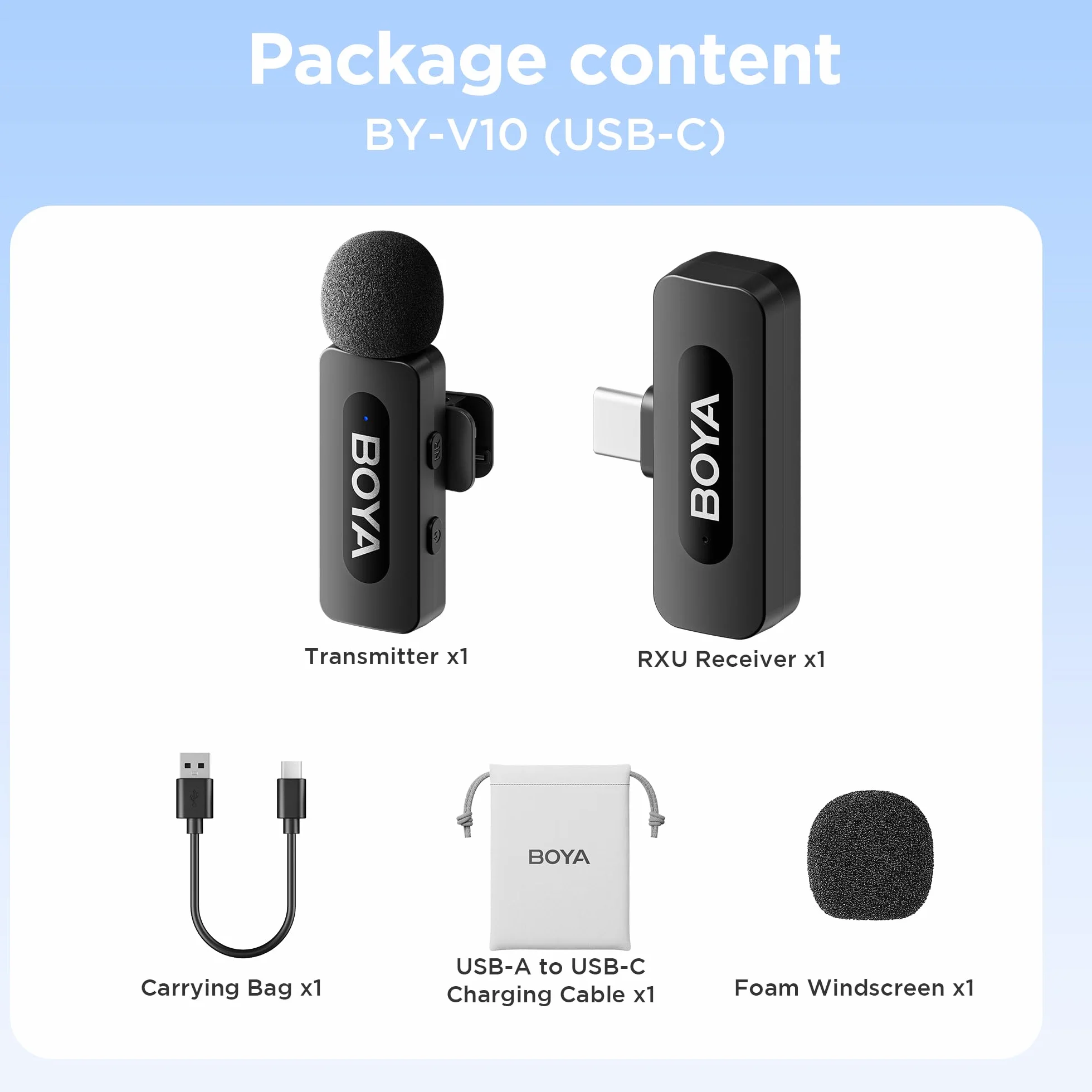 BOYA micrófono de Solapa inalámbrico de Solapa para Android Smartphone Laptop - Omnidireccional USB C Condensador de grabación de vídeo Mic para entrevista Podcast Vlog Youtube Live Stream