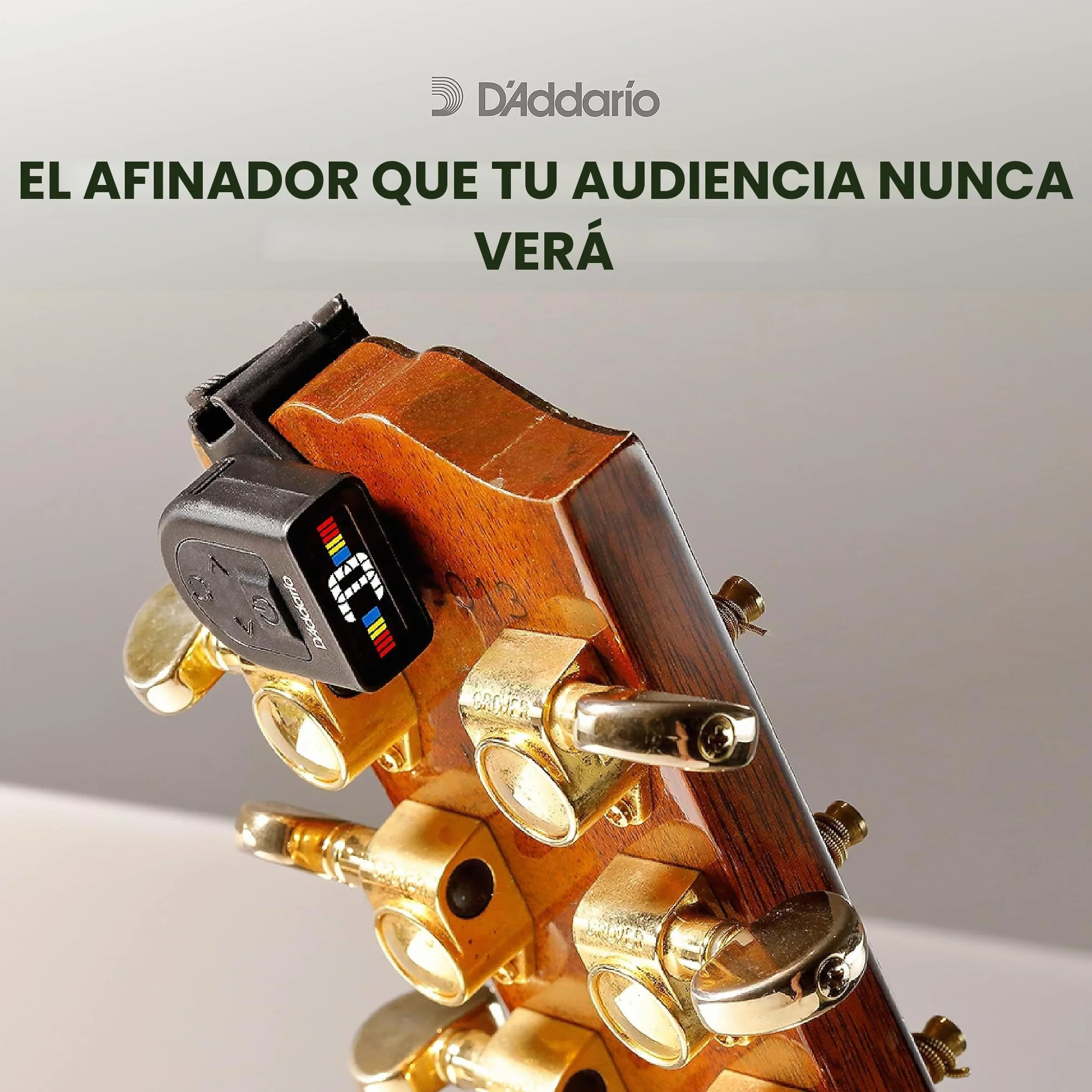 Afinador de guitarra D'Addario - Afinador recargable con microclavija - Afinador para guitarra acústica, eléctrica y bajo - Clip universal - 1 unidad
