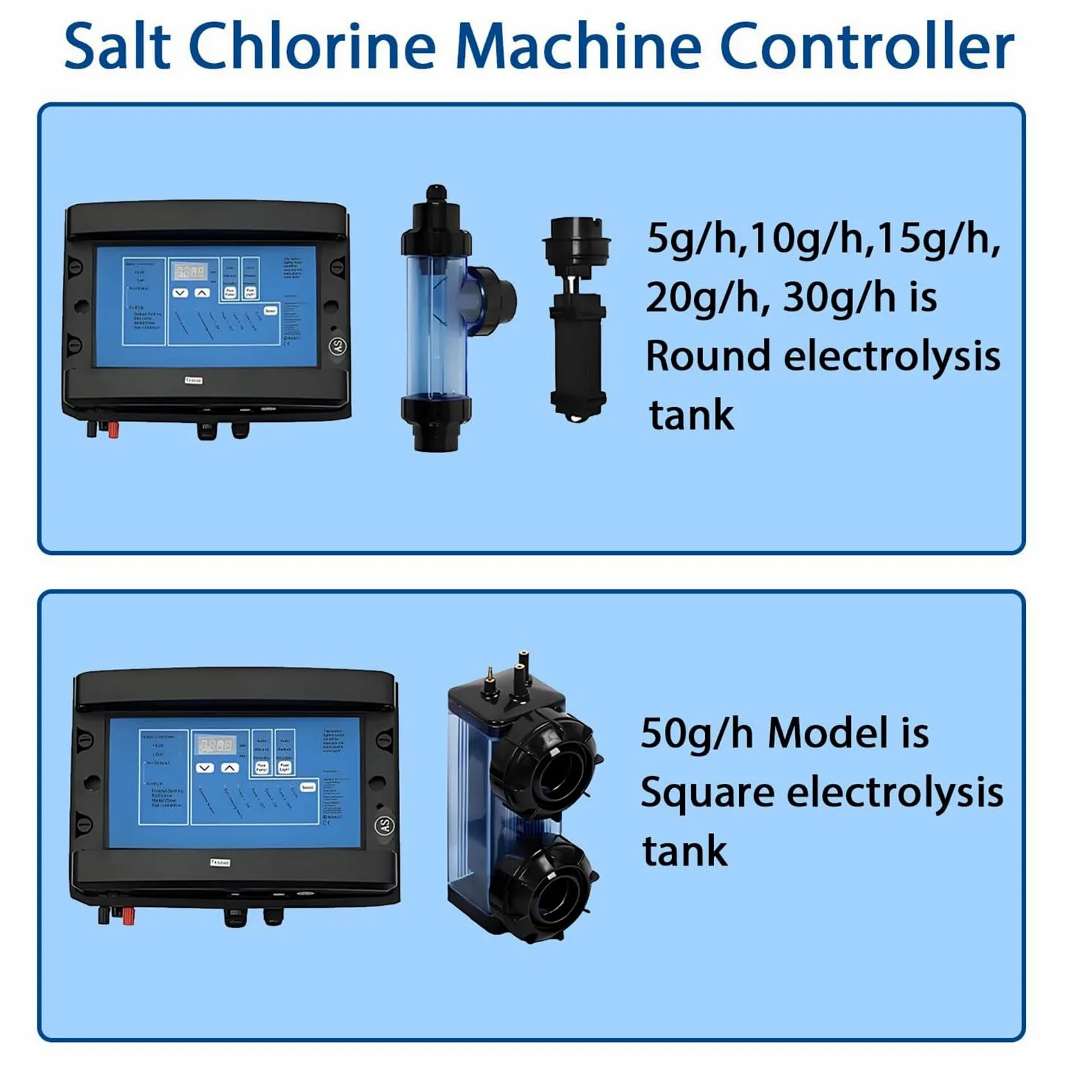 Máquina De Cloración Electrolítica Salina, Generador De Cloro Para Agua Salada De 5/10/15/20/30/50 G/h Clorador Salino Para Piscinas Para Piscinas De 10 A 100 Metros Cúbicos(15g/H)