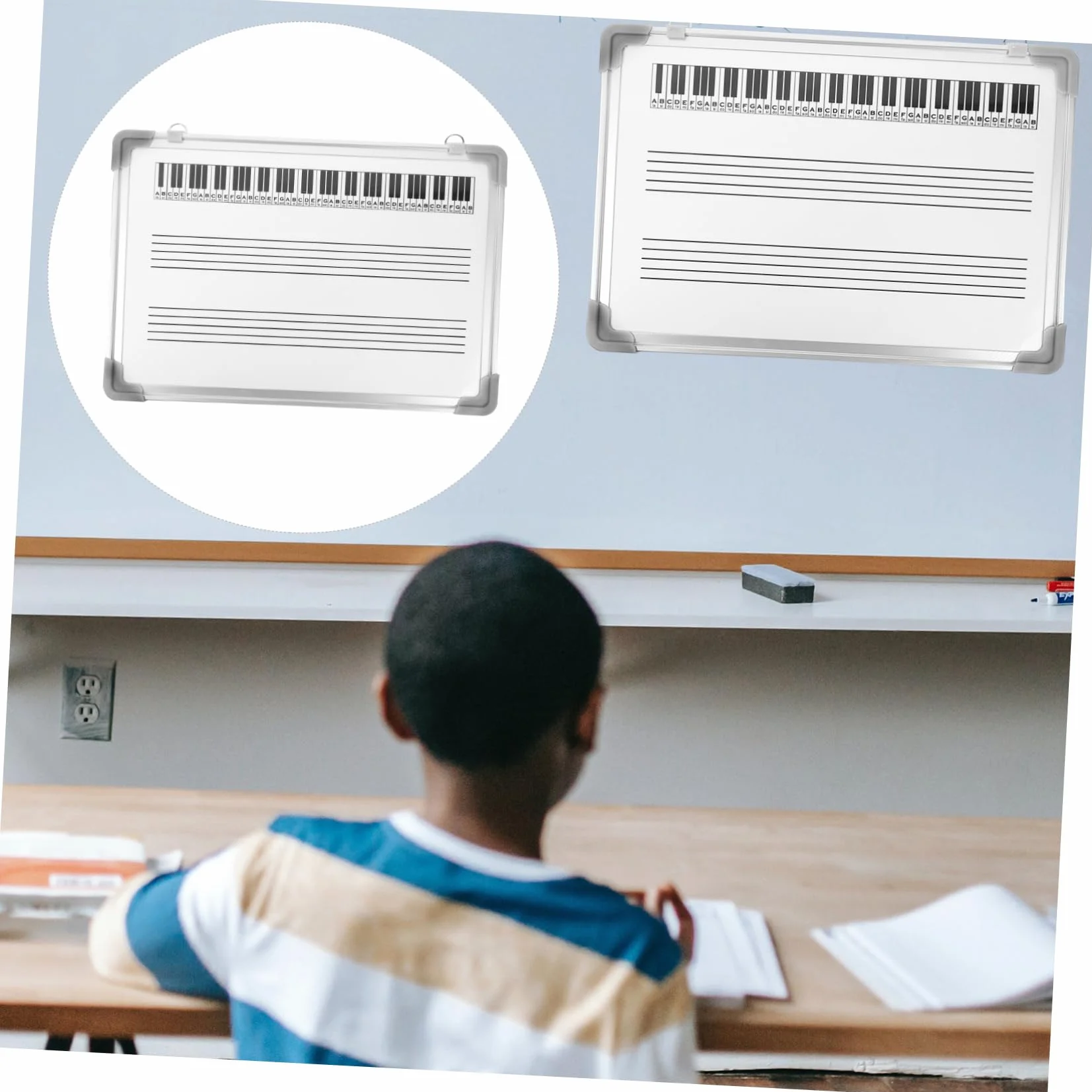 SHINEOFI Pizarra Musical Borrable Pentagrama Blanco, Resistente al Desgaste y Superficie Lisa, Adecuada para Educación Musical y Formación en Instituciones