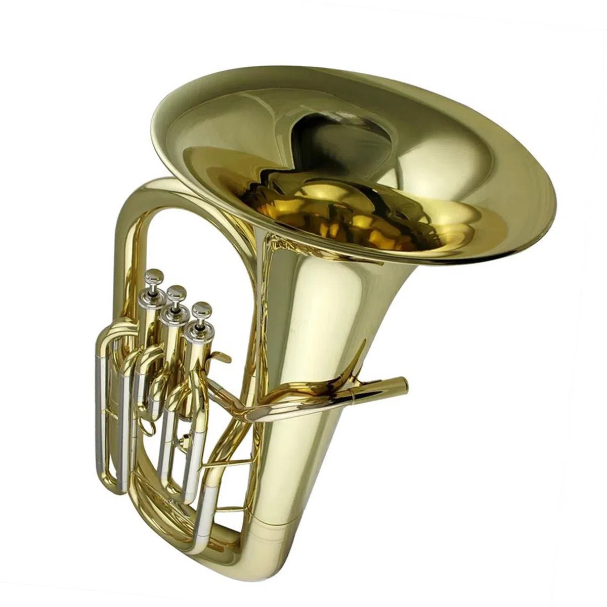 Instrumento de tuba Tubo De Entrada Cobre Fosforado Con Laca Dorada Tubo Afinación Cuproníquel Eufonio 3 Pistones
