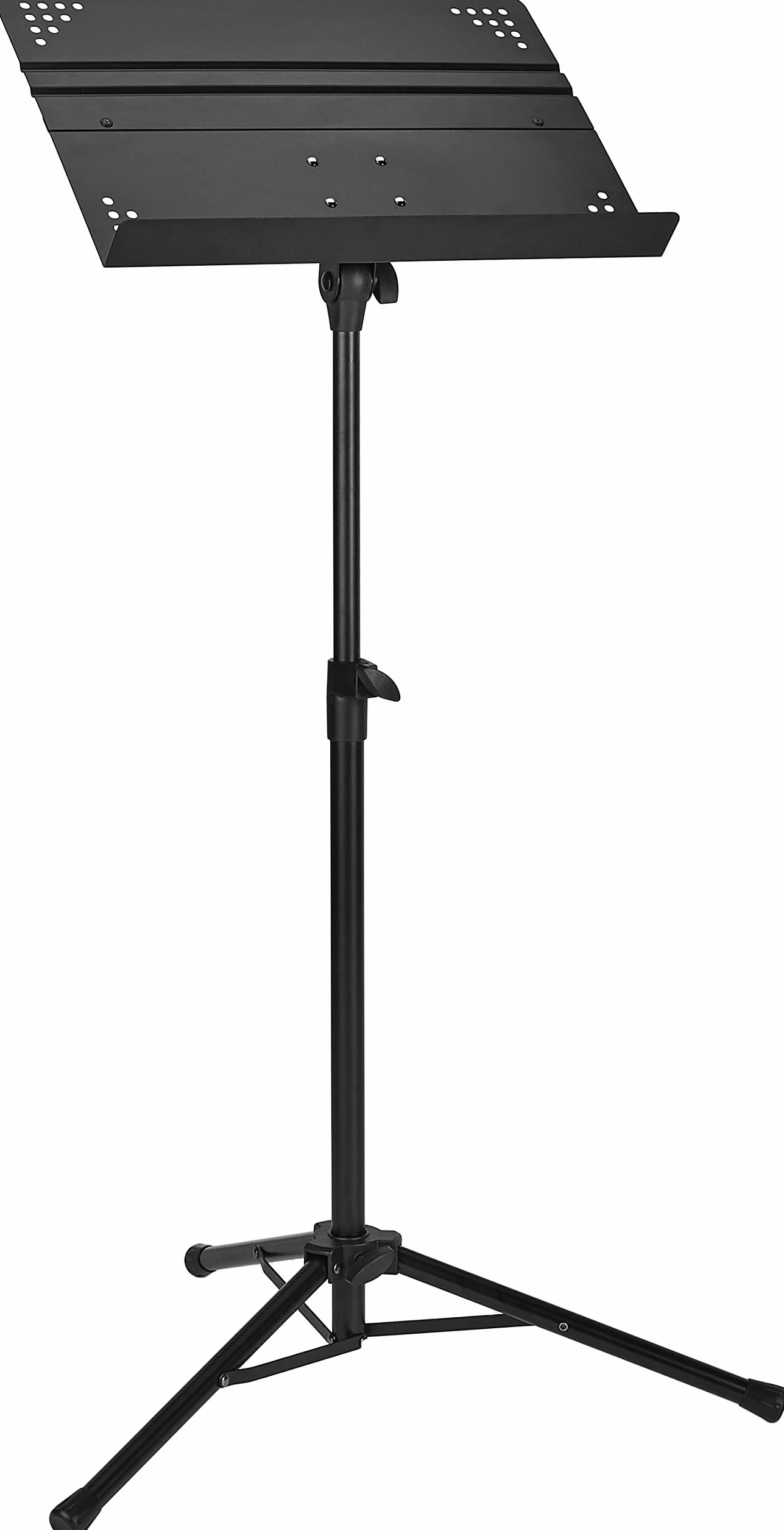Amazon Basics Pupitre de Partituras de Orquesta Plegable Profesional, Altura Ajustable de 79.7 a 139.9 cm, Uso de Pie y Sentado, Base de Trípode, Compacto y Transportable - Negro