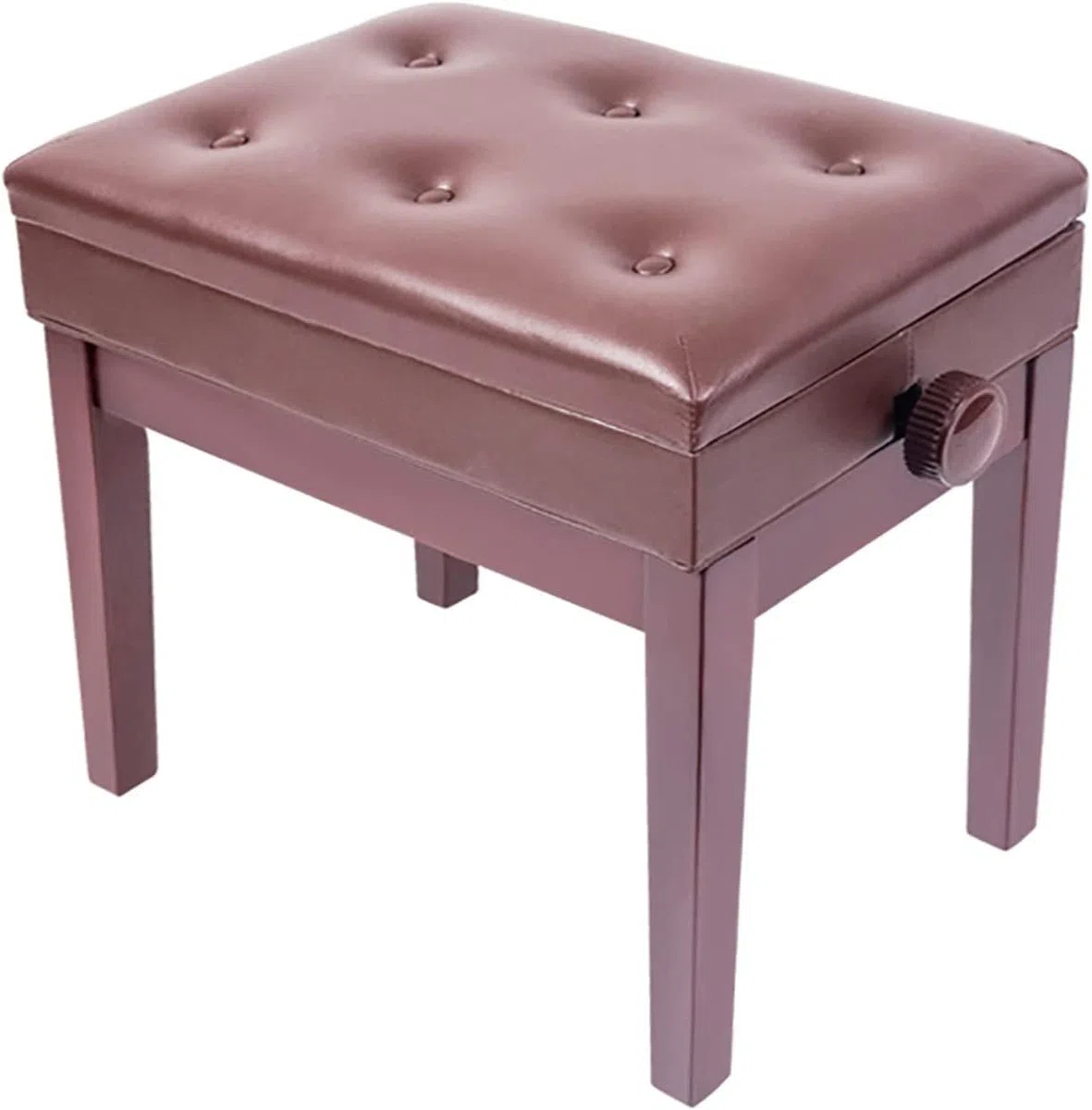 Taburete de Piano para Banquete Familiar, tocador, Banco de Piano Ajustable marrón, Taburete de Piano Moderno de Madera con Almacenamiento de música, elevación automática hidráulica y Cuero