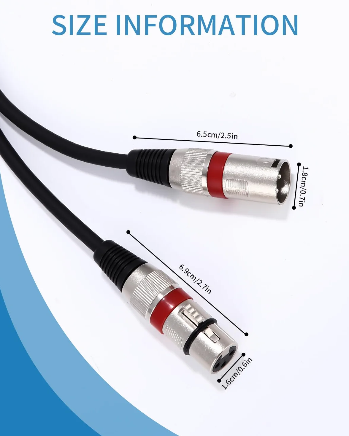 Xespis 6Pack 5M Cable XLR Cable de micrófono,Cable XLR balanceado de 3 pines macho a hembra Cable de micrófono multicolor Cable DMX Cable de conexión de micrófono